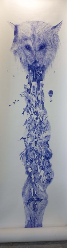 	רויטל לסיק,ללא שם,2012, עט על נייר 400על110 סמ